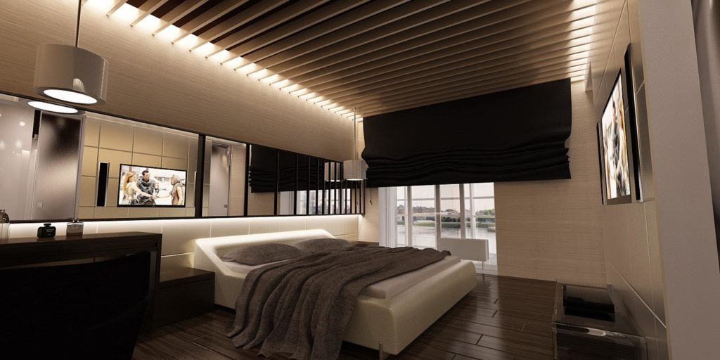 modern-nice-design-modern-bedroom-with-star-ceiling-with-white-wall-and-white-bed-frame-on-the-wooden-floor-can-add-the-elegant-touch-inside-house